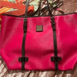 Dooney and Bourke hot Pink and black leather Tote Bag